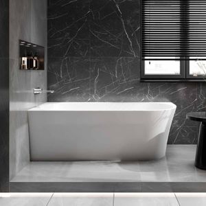 Halb freistehende Raumsparbadewanne NORA CORNER Acryl Weiß - 170 x 80 cm - Einbau Links