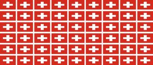 Mini Aufkleber Set - Pack glatt - 20x12mm - selbstklebender Sticker - Swiss-Schweiz - Flagge / Banner / Standarte fürs Auto, Büro, zu Hause und die Schule - 54 Stück