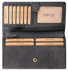 Benthill Damen Geldbörse Echt Leder - Portemonnaie XXL mit RFID Schutz - Vintage Damenbörse Groß mit vielen Kartenfächer