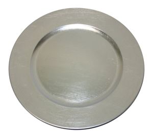 Platzteller Kunststoff Ø 33 cm silber - 6 Stück