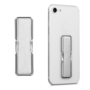 kwmobile Smartphone Fingerhalter mit Ständer - Selbstklebende Handy Fingerhalterung kompatibel mit iPhone Samsung Sony Handys Silber