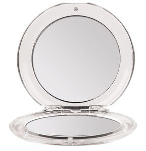 Klappbarer Runder Doppel Taschen-Spiegel Kosmetex Ø 8.5 cm mit 3-fach Vergrößerung, Acryl, Kunststof