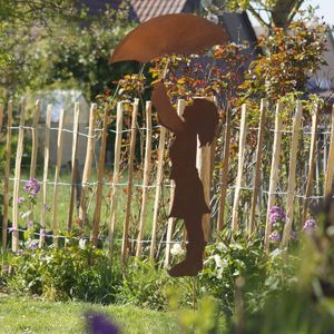 UNUS® Roststecker Mädchen mit Schirm groß Dekoration Deko Edelrost Garten Rost