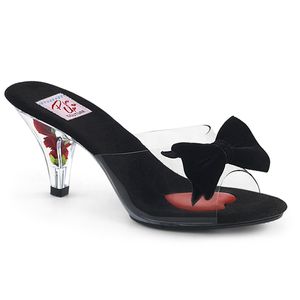 BELLE-301BOW Damen Slipper von Pin Up Couture, Transparent-Schwarz EU 41, US 11