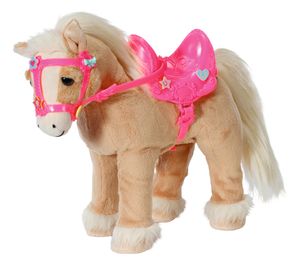 Zapf Creation 831168 BABY born My Cute Horse - Eletronisches Plüschpferd mit Lauf- und Soundfunktion, rosa Sattel, rosa Zaumzeug und Pins zum Dekorieren