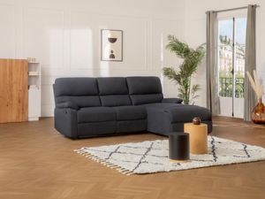 Ecksofa Relaxsofa elektrisch - Stoff - Ecke Rechts - Anthrazit - LUNANO