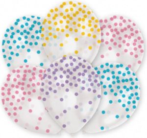 Amscan 9901847 - Latexballons Konfetti, 6 Stück, circa 28 cm, Gelb, Geburtstag, Luftballon
