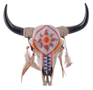 Vogler 839-3249 Bullenschädel Replik mit Indianer Verzierung Schädel Skull Geweih