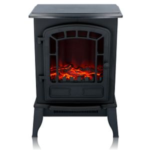 Classic Fire Fireplace Torino AJ150 - Elektrický krb s ohrevom a ohňom LED - Umelý oheň - Elektrický krb 2000W - 38 x 24 x 56,5 CM - Elektrický krb - s ochranou proti prehriatiu - čierny
