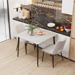 WISFOR Jedálenský stôl mramorový vzhľad, kuchynský stôl jedálenský stôl pre 4 osoby, obdĺžnikový stôl s protišmykovými kovovými nohami, moderný dizajn, Vatnajökull