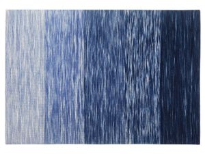 Teppich Blau 140 x 200 cm Kurzflor Handgewebt in Blautönen Rechteckig Modern