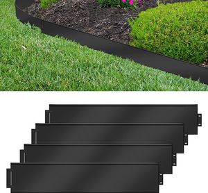 Metall Rasenkante 50m-50 stück Mähkante Verzinkt 100 x 15 cm per Stück Anpassbare Flexibel Beetumrandung für Gartenpflanzen Gemüseanbau Schwarz CEEDIR