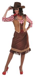 M215110-M braun-rot Damen Cowgirl Saloongirl Westernkleid Gr.M