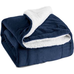 150*200CM Doppelseitige Kuscheldecke Warme Sherpa Sofaüberwurf Decke, Blau Dicke Sofadecke Tagesdecke Fleecedecke