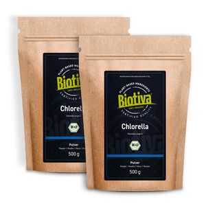 Biotiva Chlorella Pulver 1000g (2x500g) aus biologischem Anbau