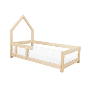 Benlemi Dětská postel domeček POPPI s bočnicí vlevo 140x200 cm Transparentní vosková lazura matná