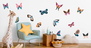 Muralo Wandsticker Farbenfrohe schne Schmetterlinge 125 x 250 cm Wandtattoo Wanddeko Aufkleber Set Kinderzimmer XXL