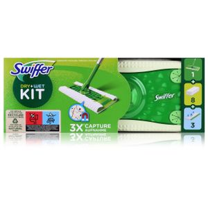 Swiffer Dry+Wet Kit Bodenwischer und Bodentücher Staubmagnet (1er Pack)