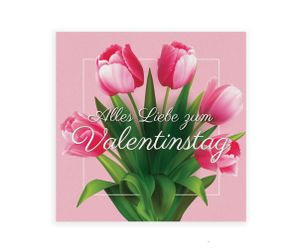 Valentinstag Karte, 1x Valentinstagskarte mit Umschlag, quadratische Grußkarte zum Valentinstag, Tulpe