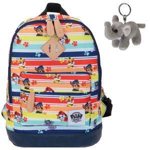 Paw Patrol Kinderrucksack by Fabrizio Rucksack für Jungen Kindergartrenrucksack Kindertasche mit Kunstlederboden backpack 20635-9800 Chase Blau + Elefant-Anhänger