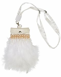 Handtasche mit Federn und Perlen zum Engelskostüm | Weiß