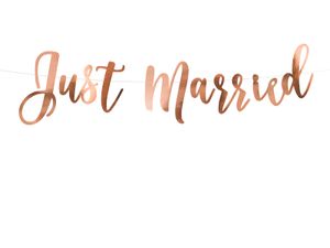 Banner Girlande Hochzeit, Motive:Just Married / rosegold