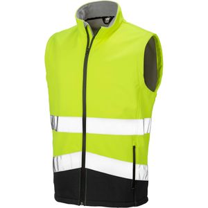 Herren Printable Safety Softshell Gilet - Farbe: Fluorescent Yellow/Black - Größe: M