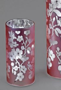 Deko Licht, Tischleuchte CHERRY BLOSSOM Blumen H. 15cm rosa silber Formano F24