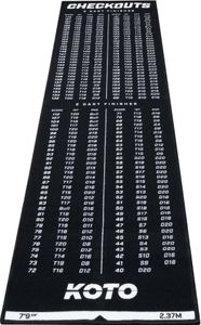 KOTO - Carpet Checkout Schwarz, 237x60cm Dartmatte, Schutz Bodens & Dartpfeile, Mit Score-Indikation + Oche