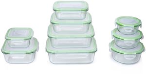 alpina nádoby na potraviny s viečkom - sklo - 18 kusov - sklenené nádoby - dózy na potraviny - vhodné do mikrovlnnej rúry, mrazničky, umývačky riadu a umývačky riadu - 9 veľkostí