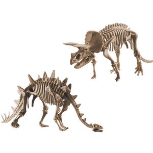 Ausgrabungsset Doppelpack mit Werkzeug Triceraptops und Stegosaurus 2in1