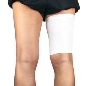 Sport-Bein-Oberschenkel-Klammer, Stretch-Ärmel, Unisex-Kompressions-Beinschutz-Weiß,Größen: XL