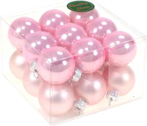 18 Christbaumkugeln Glas Weihnachtskugel Kugel 30mm 3cm Baumschmuck Weihnachten, Farbe:rosa