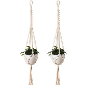 2er Makramee Blumenampel Baumwollseil H?ngeampel Blumentopf Pflanzen Halter Aufh?nger für Innen Au?en Decken Balkone Wanddekoration