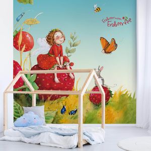 Kindertapete - Erdbeerinchen Erdbeerfee - Zauberhaft - Vlies Fototapete Quadrat, Größe HxB:288cm x 288cm