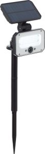 BRILLIANT schwarze Solar Außenspießleuchte JOPLIN | mit Bewegungsmelder | als Wandleuchte nutzbar | 7W 1100lm 4100K | IP54 | Kunststoff/Glas