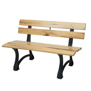Záhradná lavička HWC-F96, lavička park lavička drevená lavička, liatina ~ 2-miestna 125cm svetlo hnedá