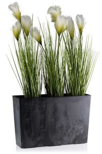 HowHomely Květináč Bloom 12 L černý plast 36,2 cm x 56 cm x 19 cm Dekorace