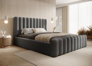 DomoHome posteľ s pružinovým boxom Spálňová posteľ Ideálna pre vašu spálňu | vrátane podstavca pod posteľ Rozmery: 218x225x114 cm, Model: Mona VII, Farba: sivá