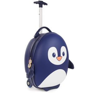 Boppi Tiny Trekker Leichter Kinderreisetrolley zum Ziehen mit Rädern in Handgepäckgröße (17 Liter Fassungsvermögen) - Pinguin Blau