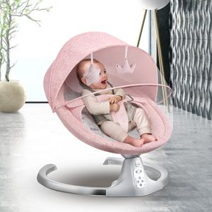 Babywippe mit Vibration, Babywiege mit 5 Schwingungsamplituden, Babyschaukelstuhl mit Musik durch Bluetoothfunktion, rosa