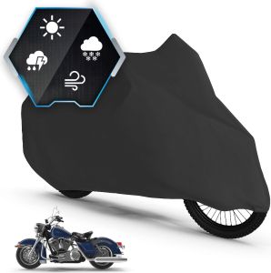 Motorrad Abdeckplane All Weather L, 100% wasserdichte Outdoor Motorrad Plane, Motorrad Plane Ganz-Jahres-Schutz, Abdeckplane Motorrad, Motorrad Zubehör Plane schwarz 250x100x130 cm