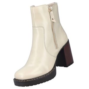 Rieker Damen Stiefelette Plateau Blockabsatz Zierreißverschluss Y4155, Größe:42 EU, Farbe:Beige