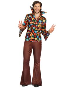 Blumiges Hippie-Kostüm für Herren bunt