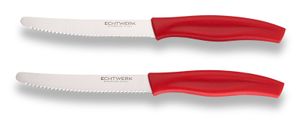 Echtwerk Brötchenmesser/ Frühstücksmesser 2 Stk.  Edelstahl Wellenschliff, Farbe:Rot