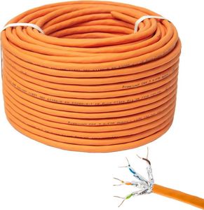 PremiumX CAT 7 Netzwerkkabel 100m LAN Kabel Simplex Kupferkabel Ethernet Datenkabel S/FTP PiMF PoE Eca Kat7 Verlegekabel Installationskabel für müheloses Verlegen