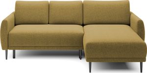 DomoHome ECKSOFA BONO Štýlová pohovka s funkciou spania, Moderný dizajn, Robustné drevené nožičky, Elegantné podrúčky, Hlboký sedák 226x164x88cm, Pravá strana platina