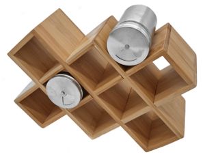 Bambus Gewürzregal im Würfel Design - 24 x 16 cm - Holz Gewürzständer für 10 Gewürzstreuer - Küchenorganizer Gewürz Aufbewahrung eckig
