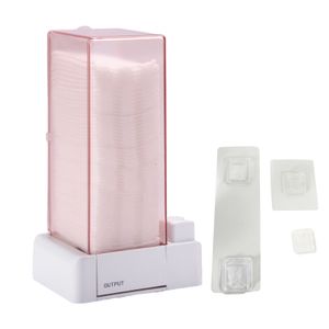 Lagerbox abnehmbare staubdicht rechteckige wiederverwendbare Kunststoff-Kunststoff-Baumwoll-Pad-Spender Haushaltsdarstellungen-Rosa