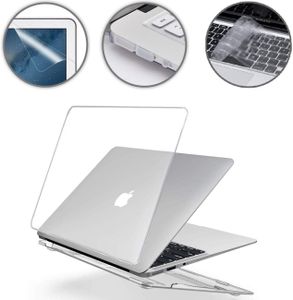 Gummierte Harte Schutzhülle Hülle für Apple MacBook Air 13" (13,3 Zoll) + Schutzfolie + Silikon Tastaturschutz  - Kristall Klar